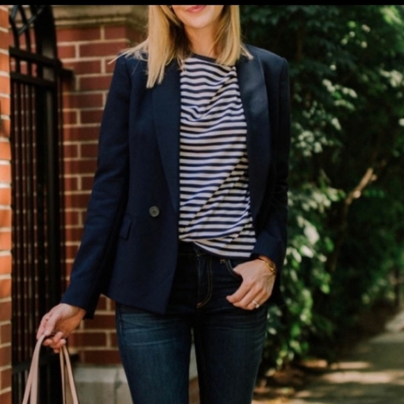 J Crew Navy Double Breasted Blazer size 8P